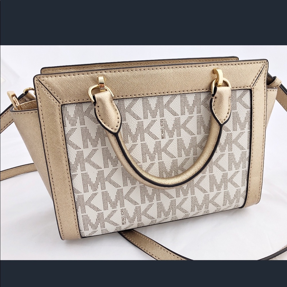 Michael Kors Tina Small Top Zip Crossbody Gold - Picture 4 of 8